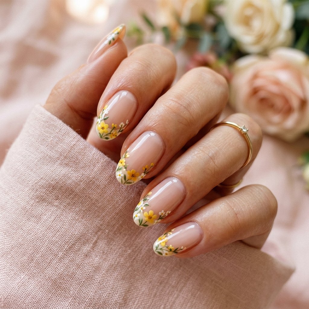30 Nails Yellow Ideas: The Ultimate Guide to Sunshine Inspired Nail Art 28 Yellow Floral French Tip Nails