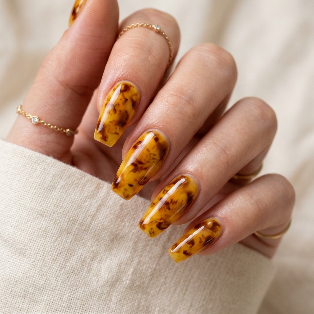 30 Nails Yellow Ideas: The Ultimate Guide to Sunshine Inspired Nail Art 24 Yellow Tortoiseshell Nails