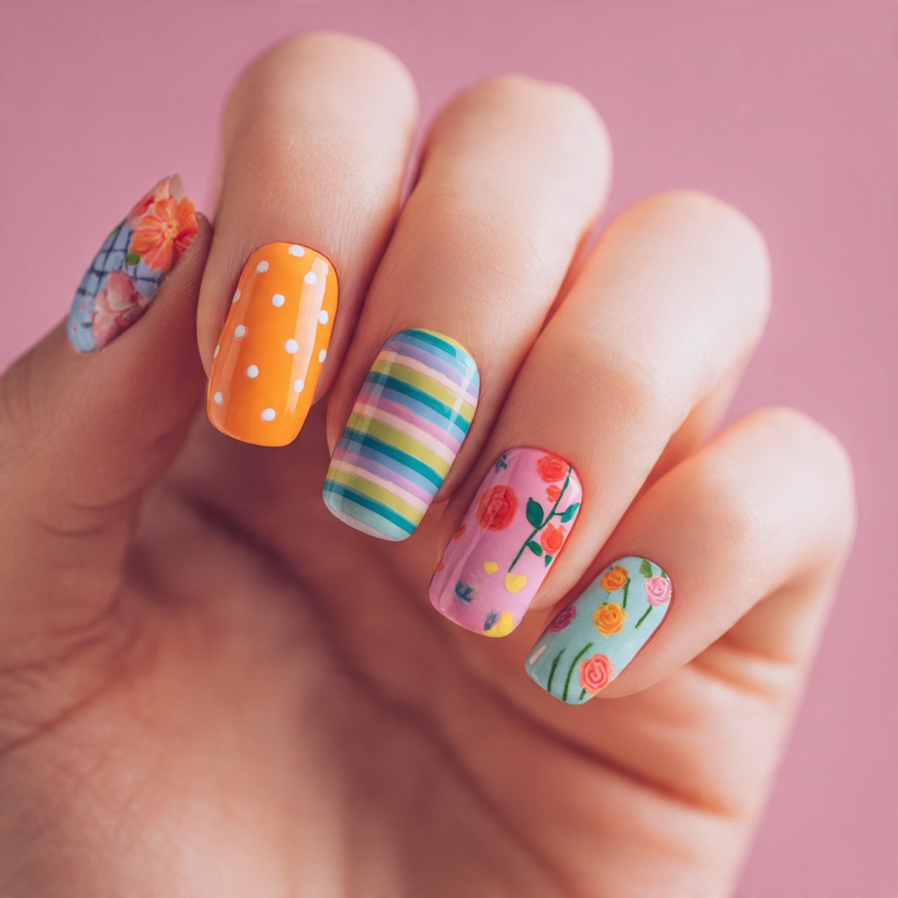 Mixed Pattern Nails Ideas
