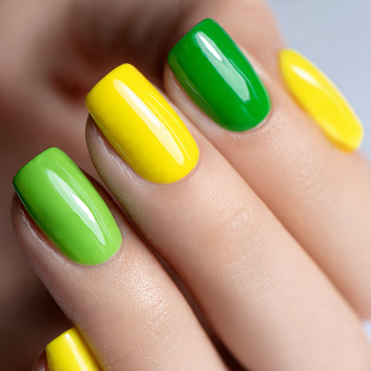 Green and Yellow Pop Nails Ideas