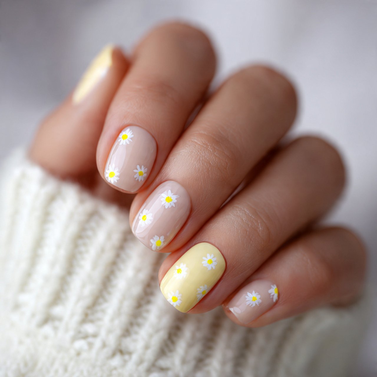 Daisy Accent Nails Ideas