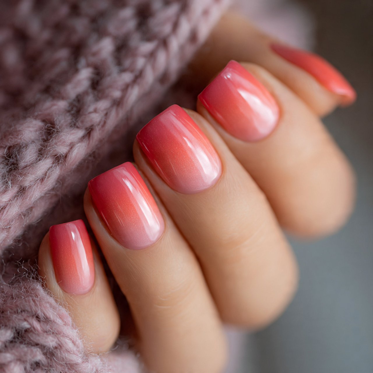 Pink and Orange Blend Nails Ideas