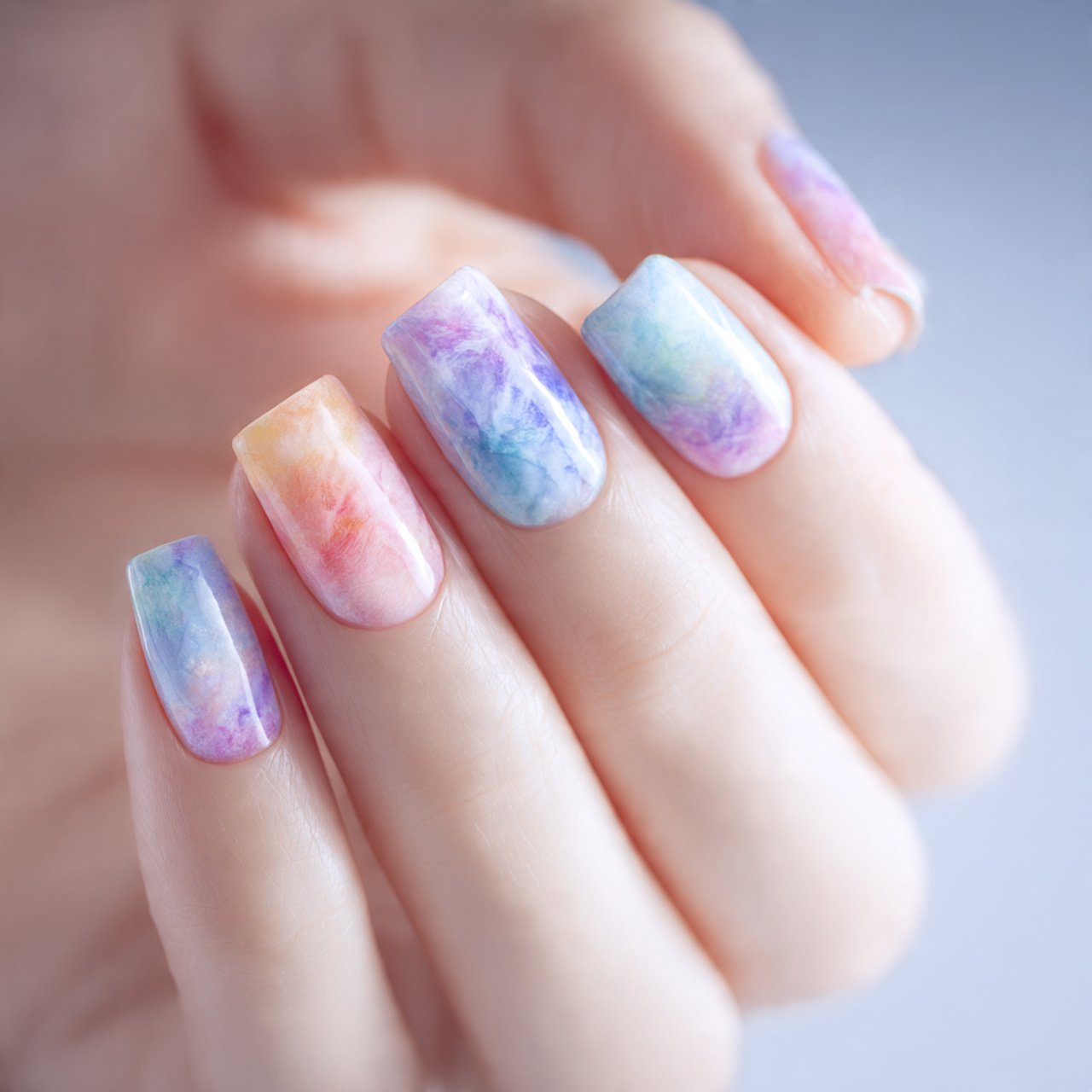 Watercolor Effect Nails Ideas