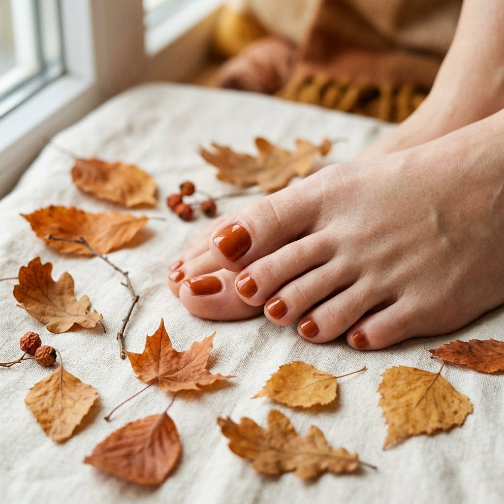Warm Terracotta September Toe Nails Color Ideas