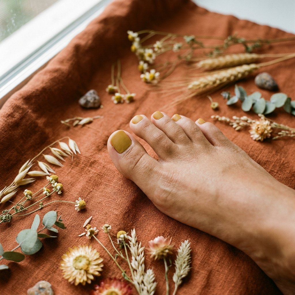 Muted Mustard September Toe Nails Color Ideas