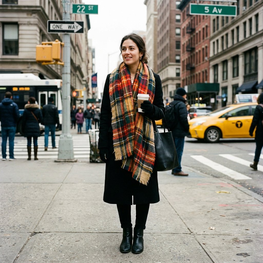 Statement Scarf and Neutral Base Outfit