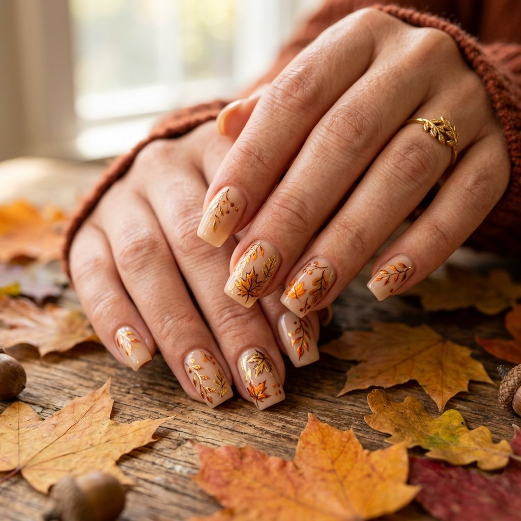 Leaf Print Nail Ideas