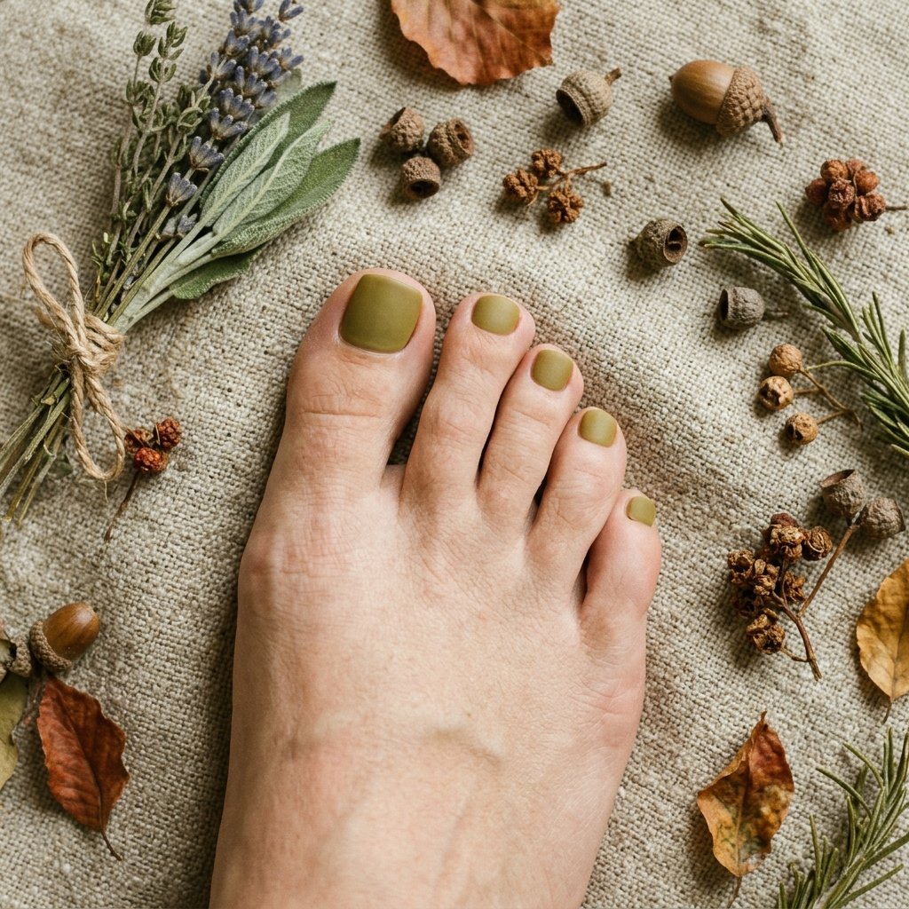 Olive Green Toe Nails Color Ideas for Early Fall