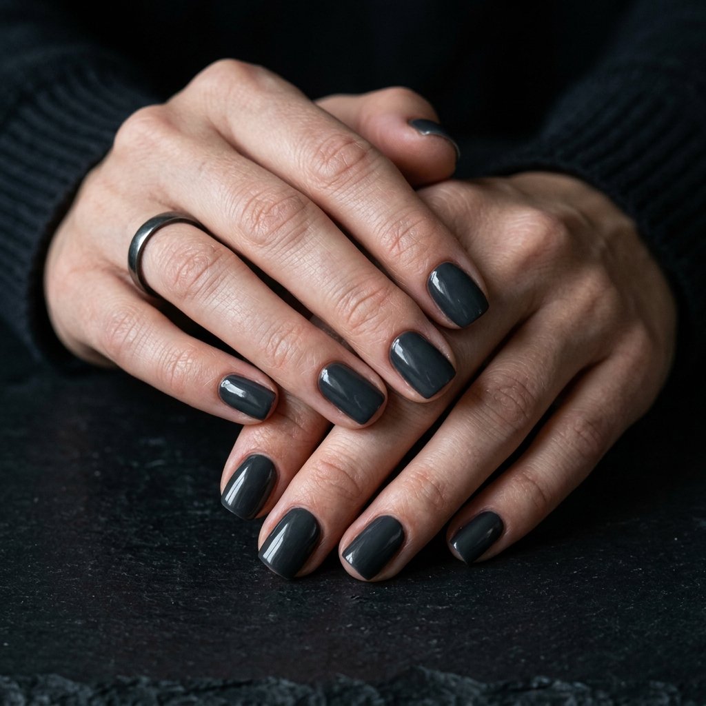 Charcoal Grey Nail Ideas