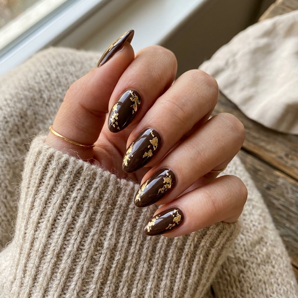 Gold Foil Nail Art Fall
