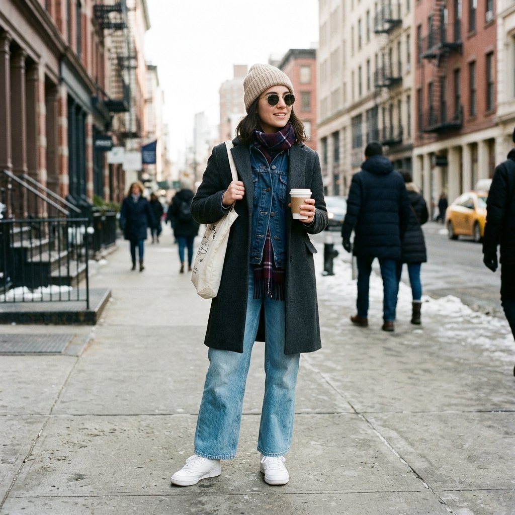 Denim on Denim Winter Layer Combination