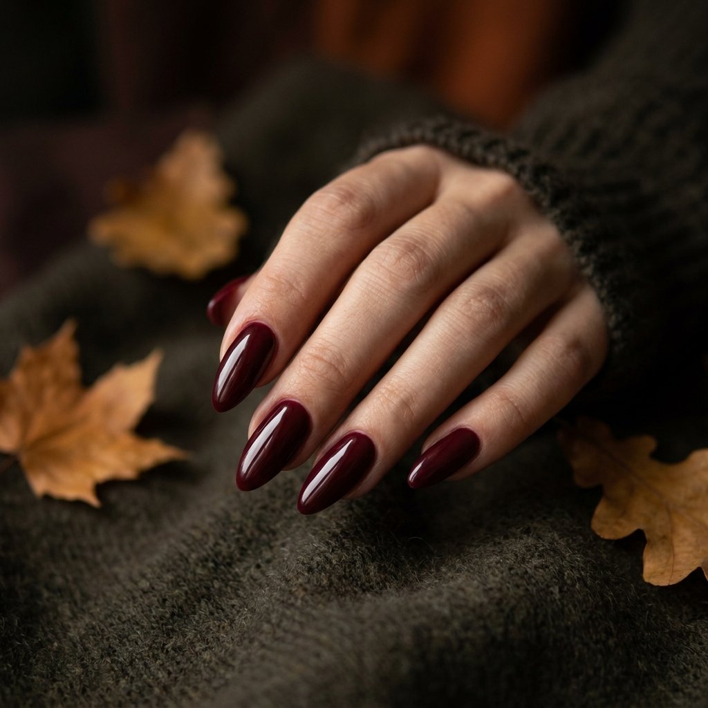 Deep Burgundy September Nail Ideas