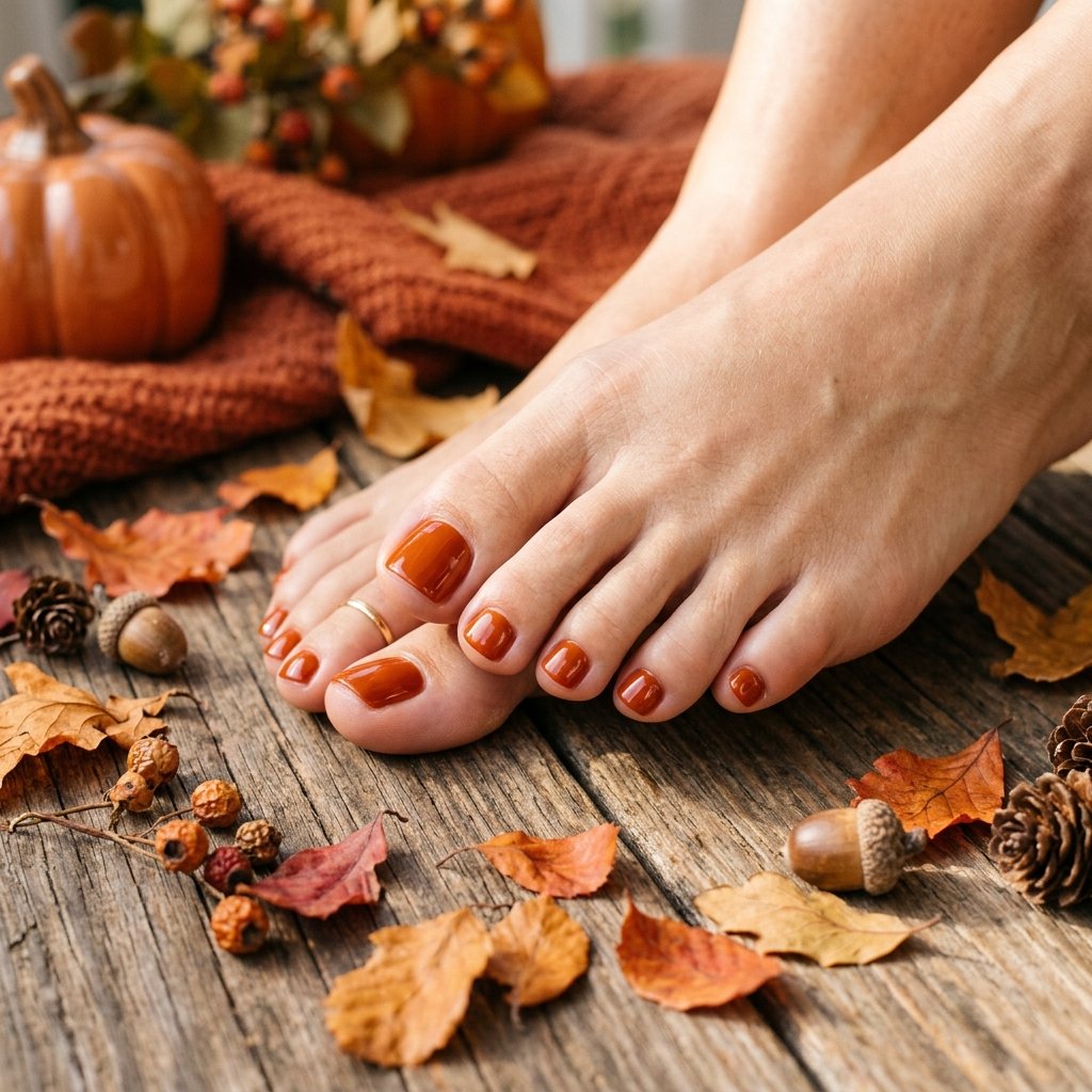 Rusty Orange September Toe Nails Color Ideas