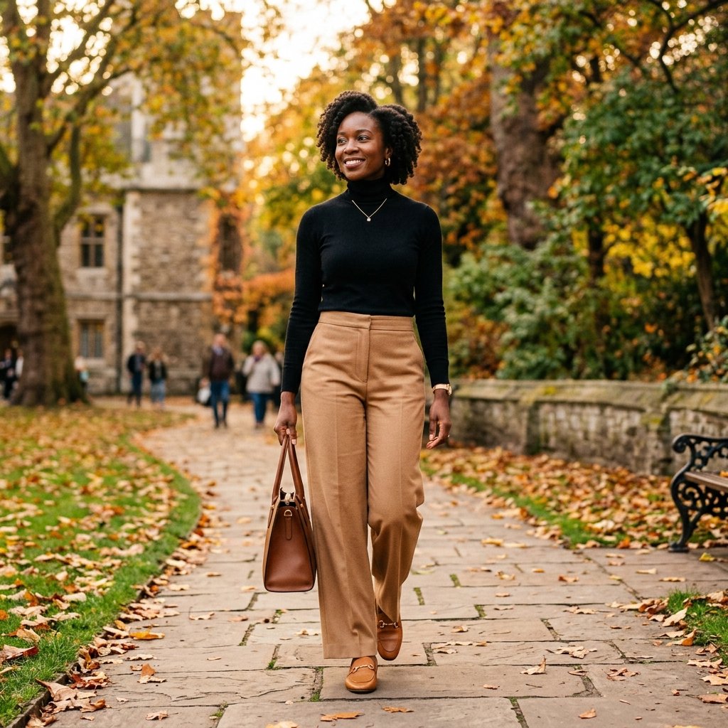 Fall Outfit Black Women Wide Leg Trouser Ideas