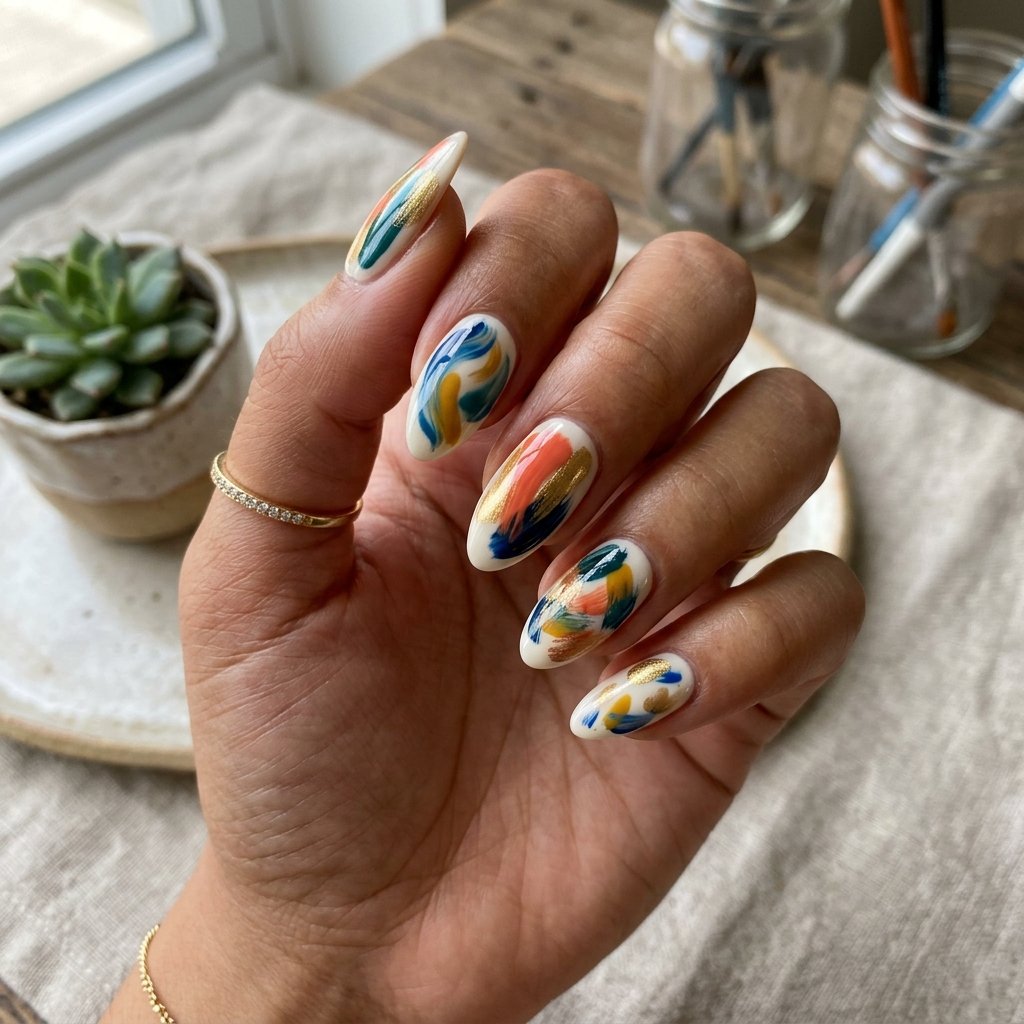 Abstract Brush Stroke Nail Idea