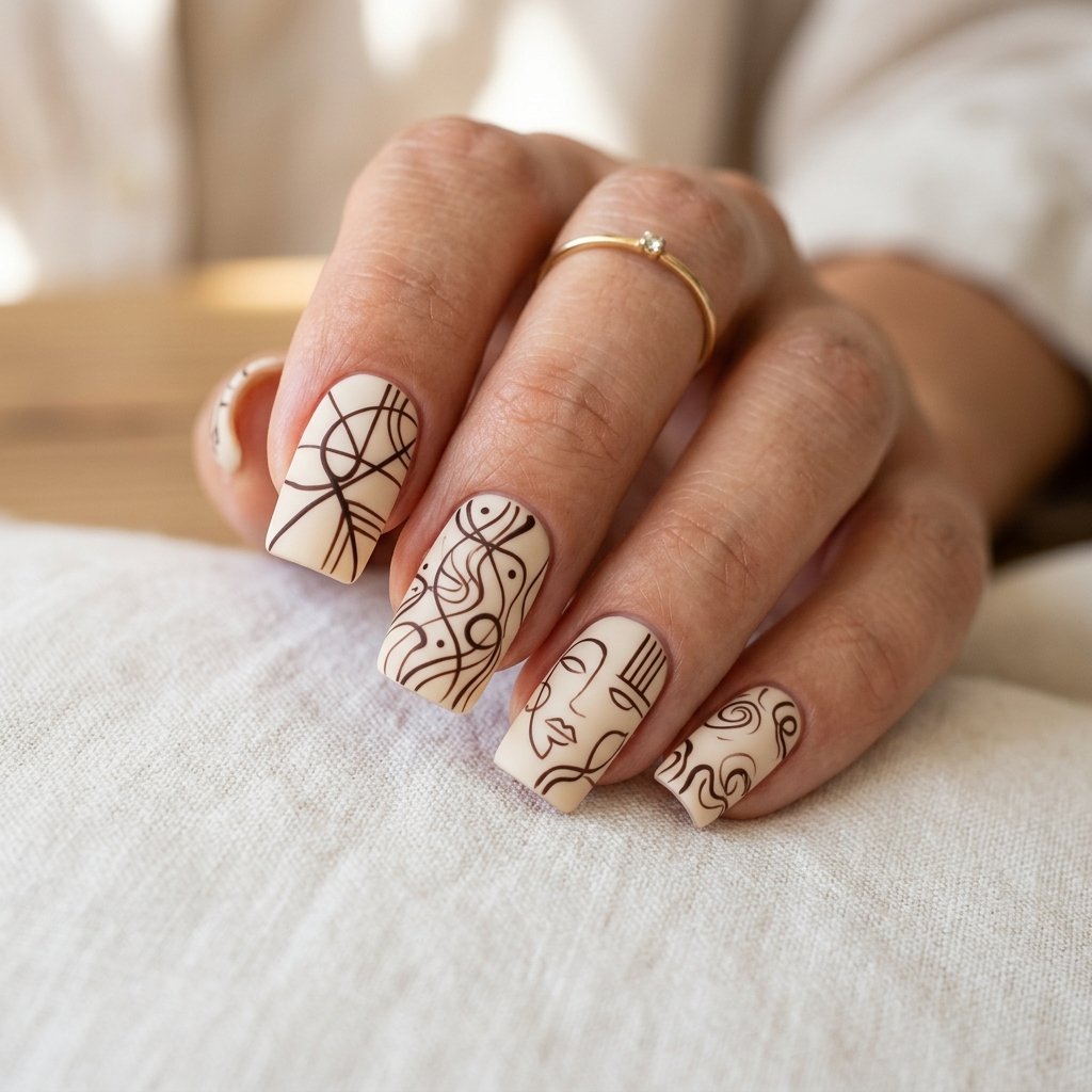 Abstract Line Art Nail Ideas