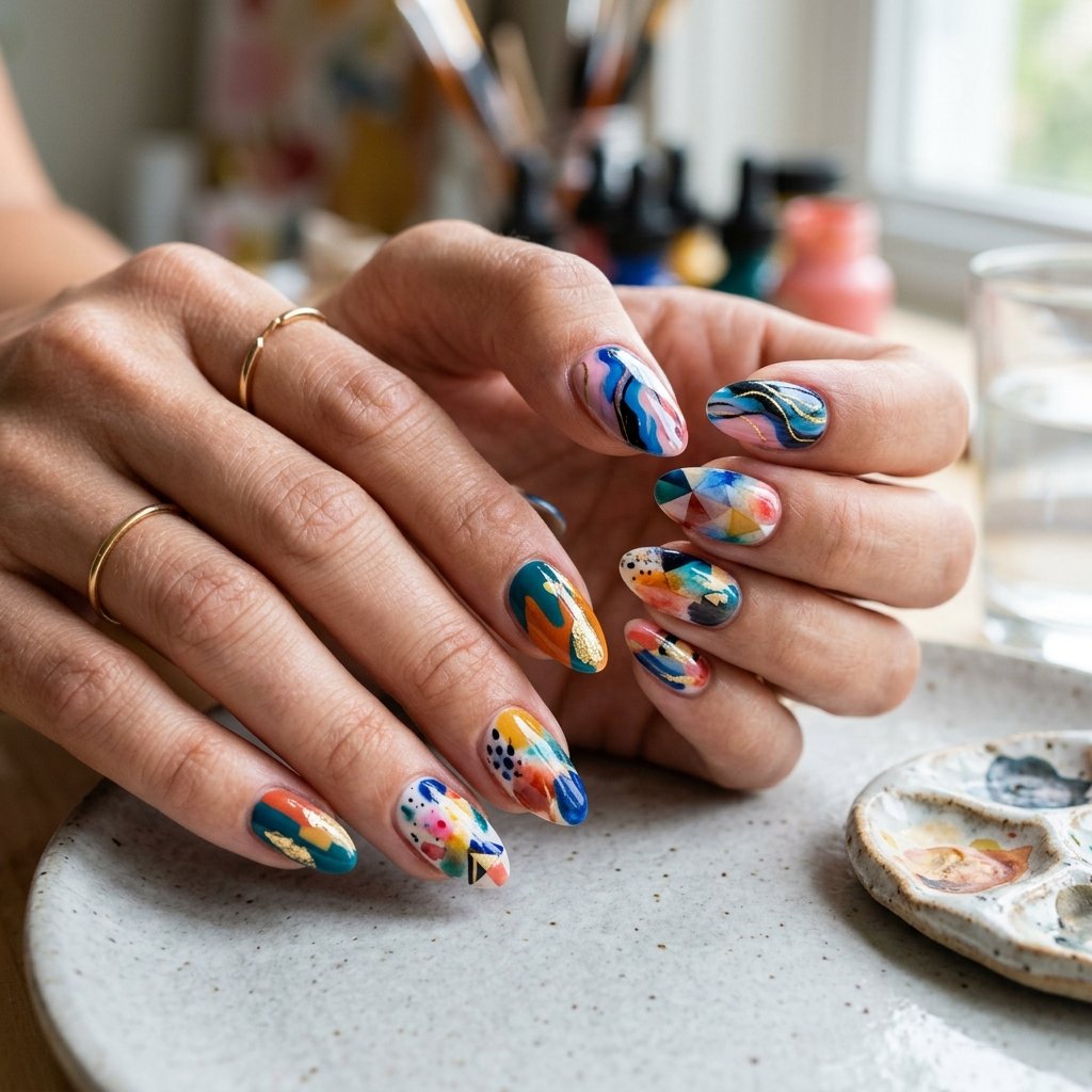 Abstract Nail Colors Idea