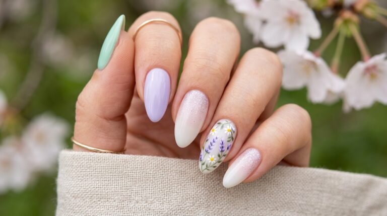 almond spring nails