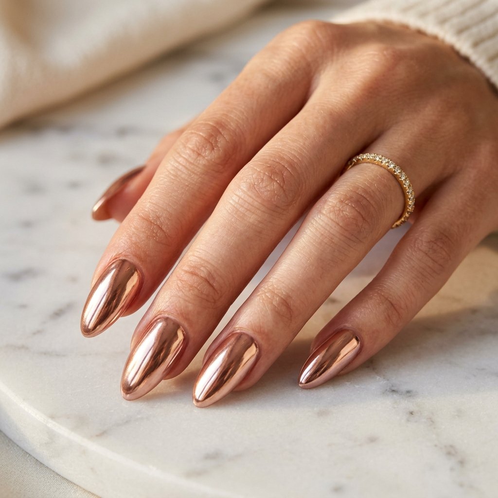 Almond Spring Nails Ideas: 30 Creative Looks to Inspire Your Next Manicure 17 Almond Spring Nails Chrome Finish Ideas