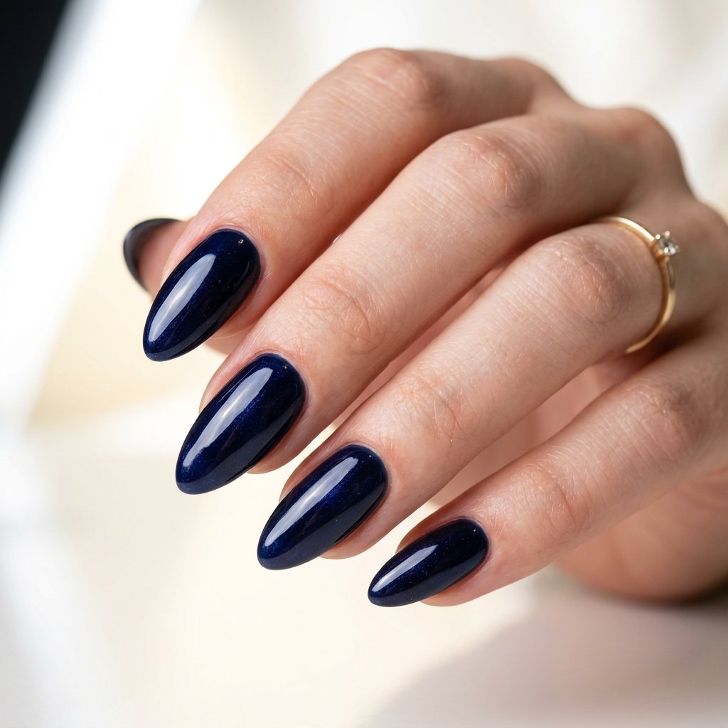 Nails Inspo Almond Midnight Blue Ideas