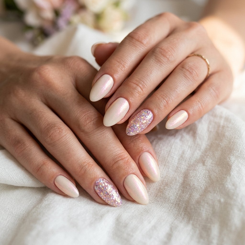 Almond Spring Nails Ideas: 30 Creative Looks to Inspire Your Next Manicure 24 Almond Spring Nails Glitter and Shimmer Ideas