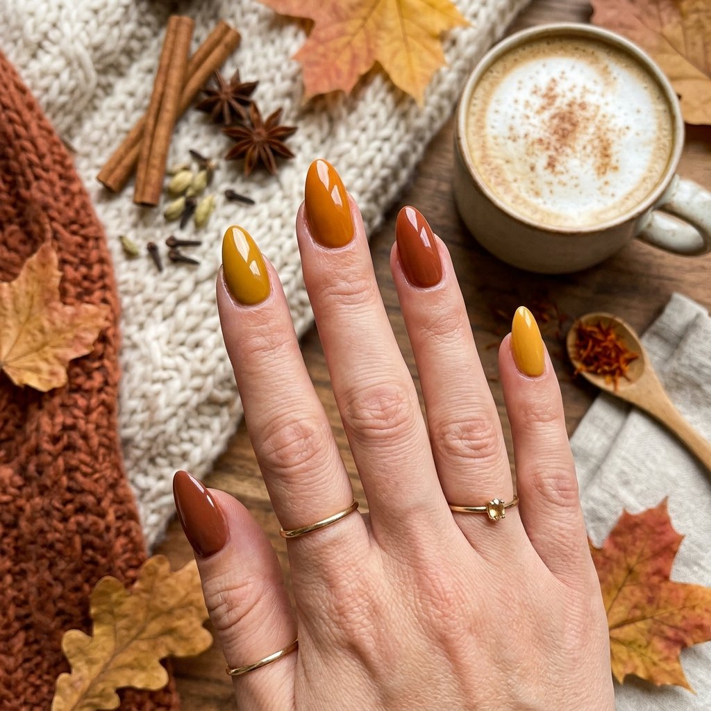 Spice Tones Almond Nails Ideas