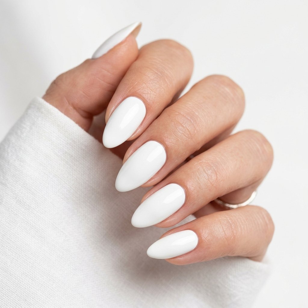 Nails Inspo Almond White and Clean Ideas