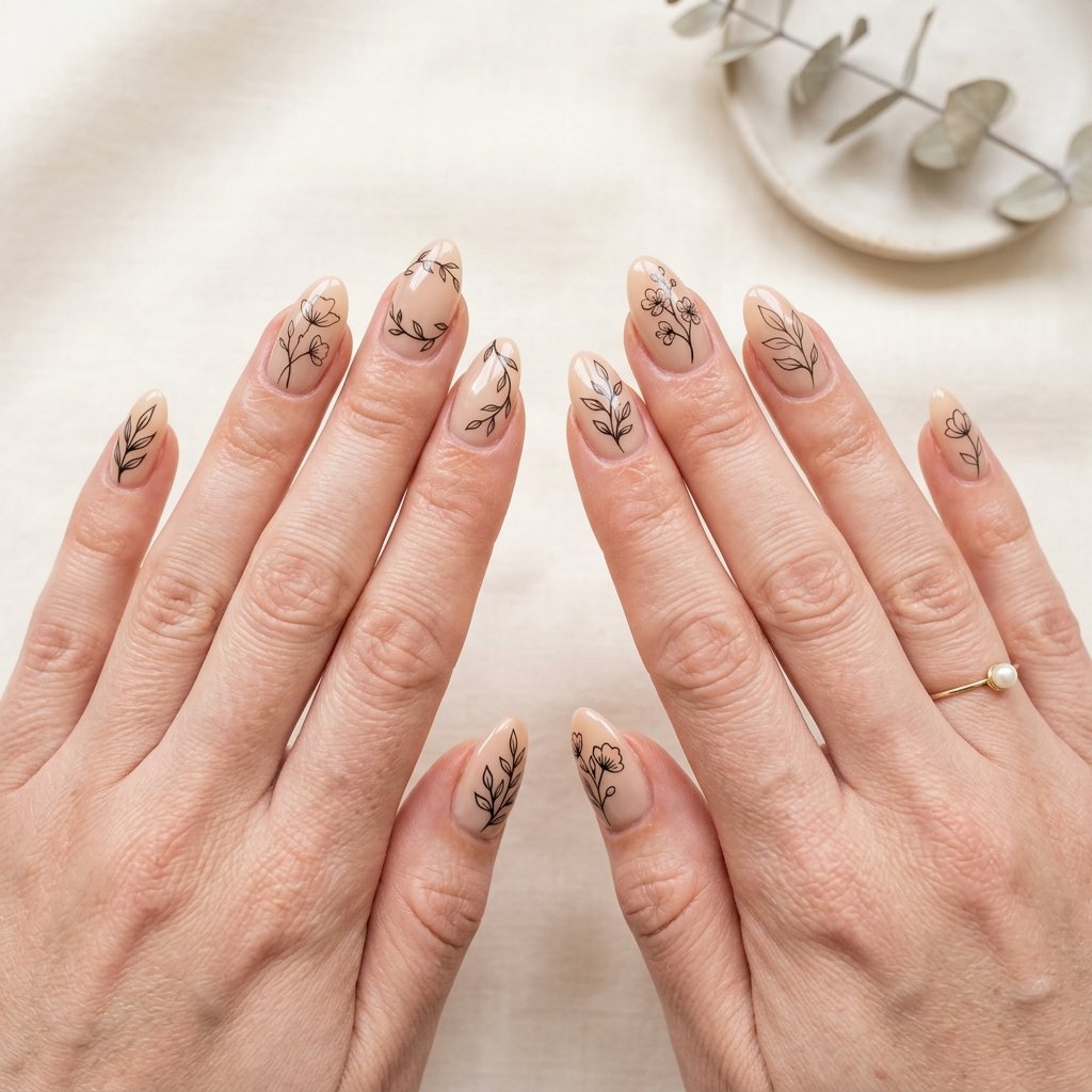 Almond Spring Nails Ideas: 30 Creative Looks to Inspire Your Next Manicure 14 Almond Spring Nail Minimalist Line Art Ideas