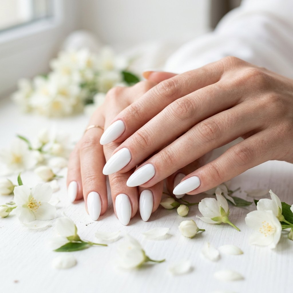 Almond Spring Nails Ideas: 30 Creative Looks to Inspire Your Next Manicure 21 Almond Spring Nails White and Clean Ideas