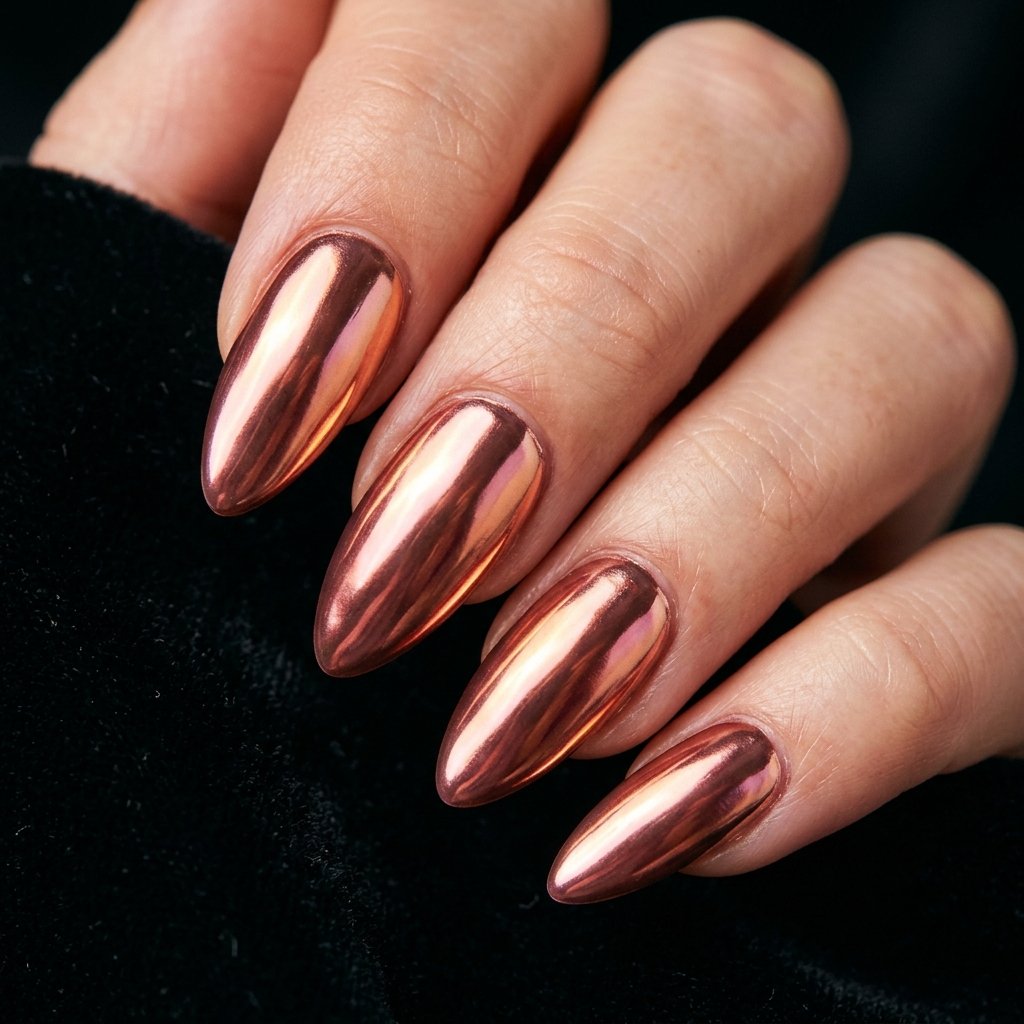 Nails Inspo Almond Chrome Finish Ideas