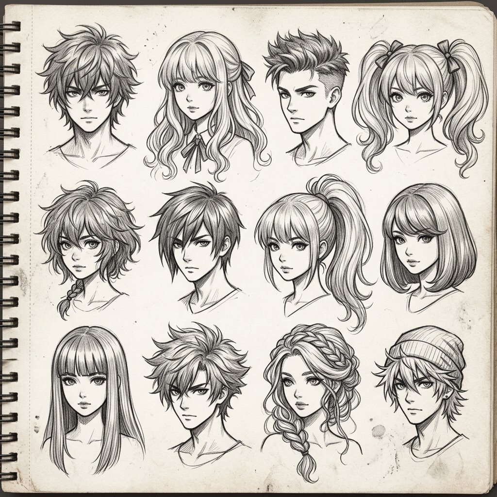 Anime Hairstyles Drawing Ideas
