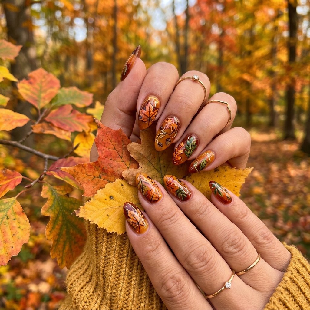 Autumn Leaves Nails Inspired Seasonal Look