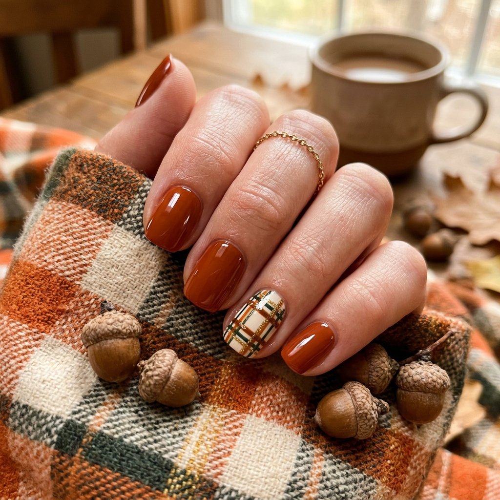 Autumn Plaid Nail Ideas