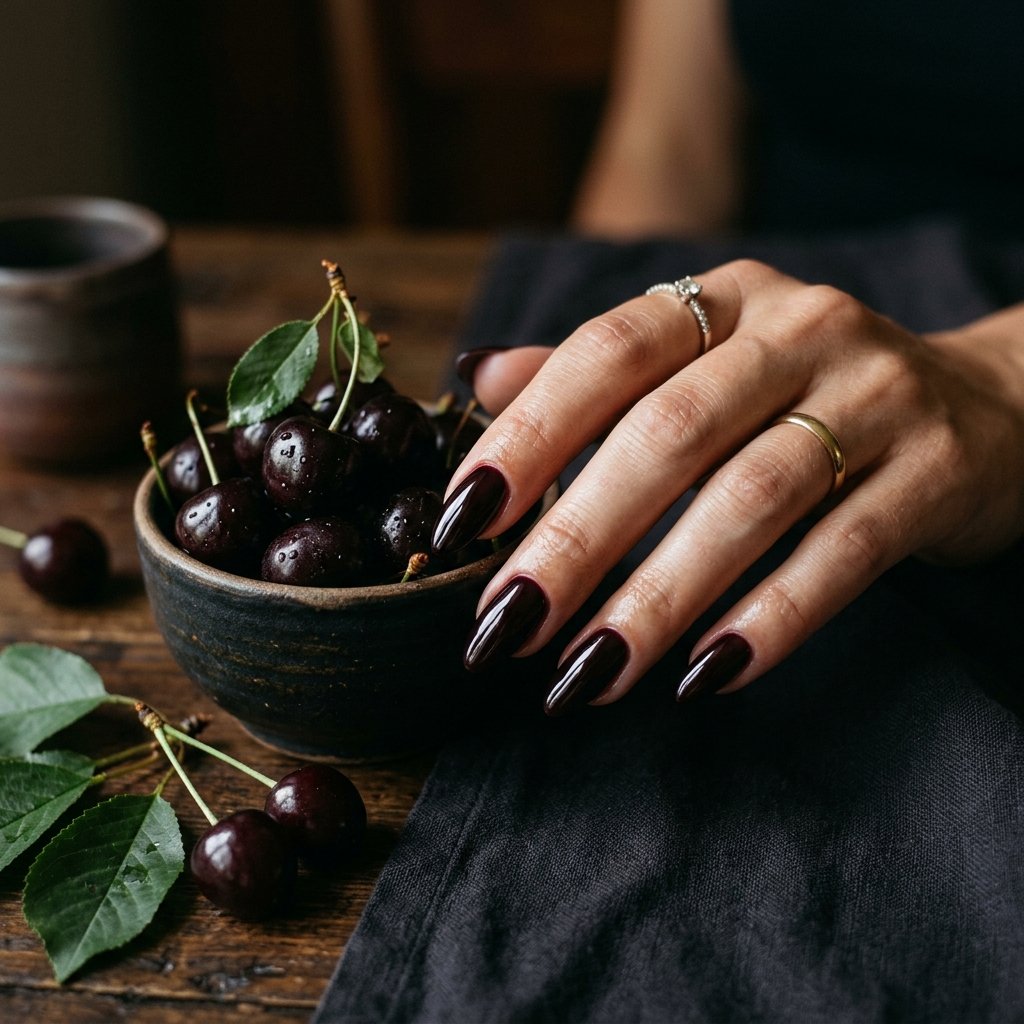 Black Cherry Almond Nail Ideas