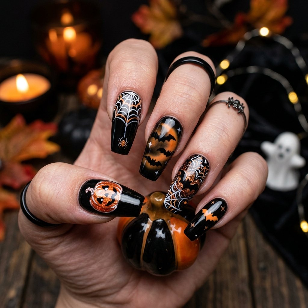 Black Halloween Nails Ideas