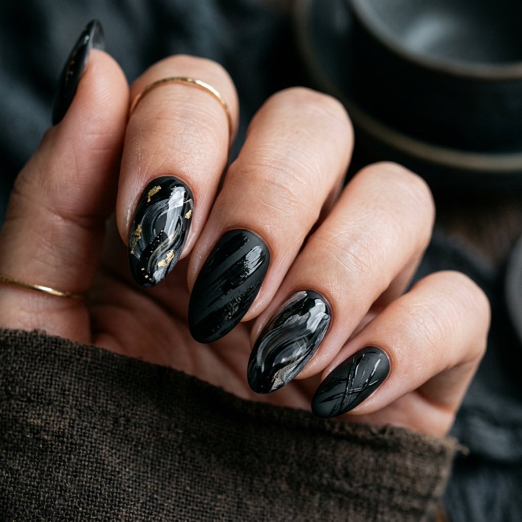 Abstract Nails Black Ideas