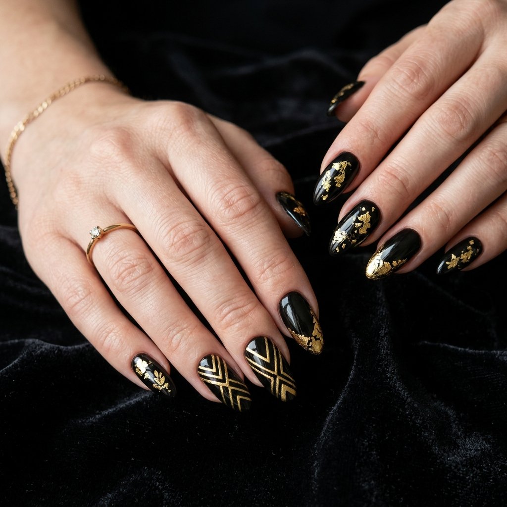 Black and Gold Nails Ideas