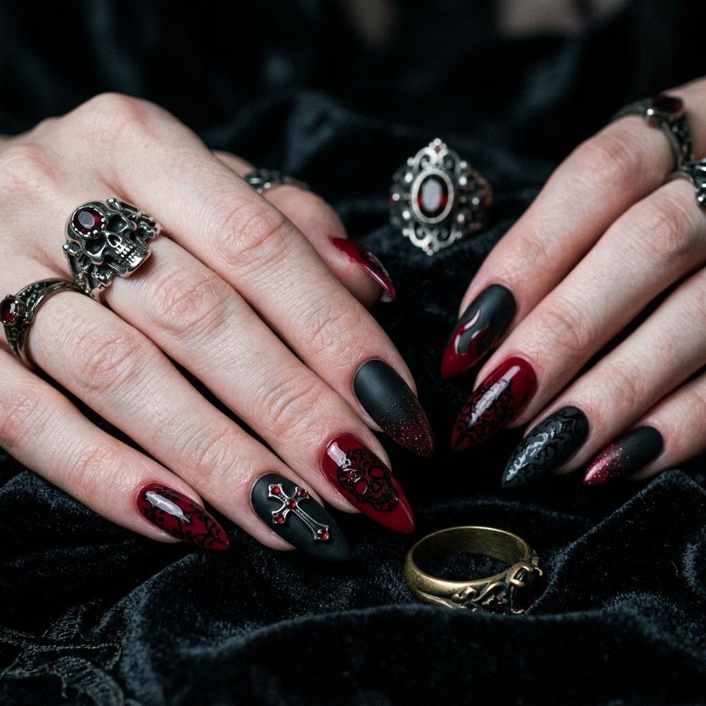 Black and Red Nails Ideas