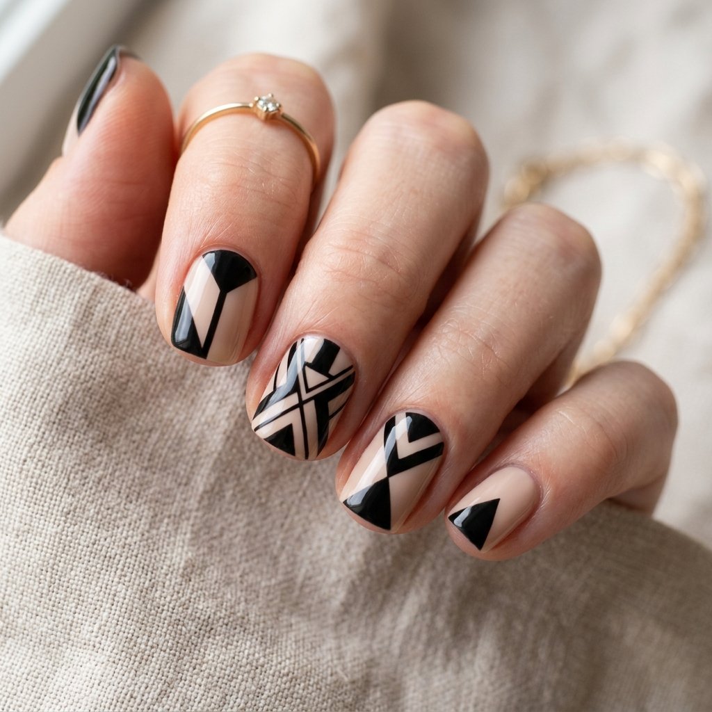 Black Geometric Nails Ideas