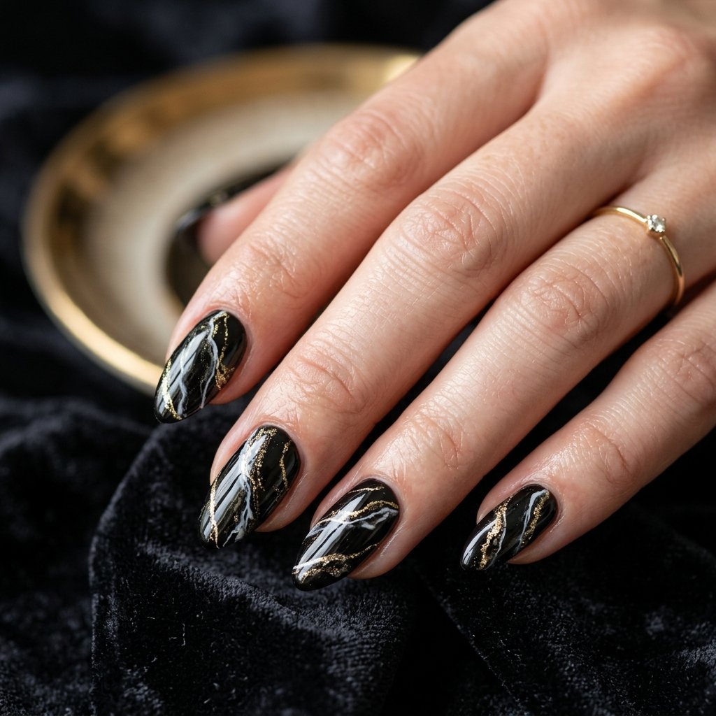 Marble Nails Black Ideas