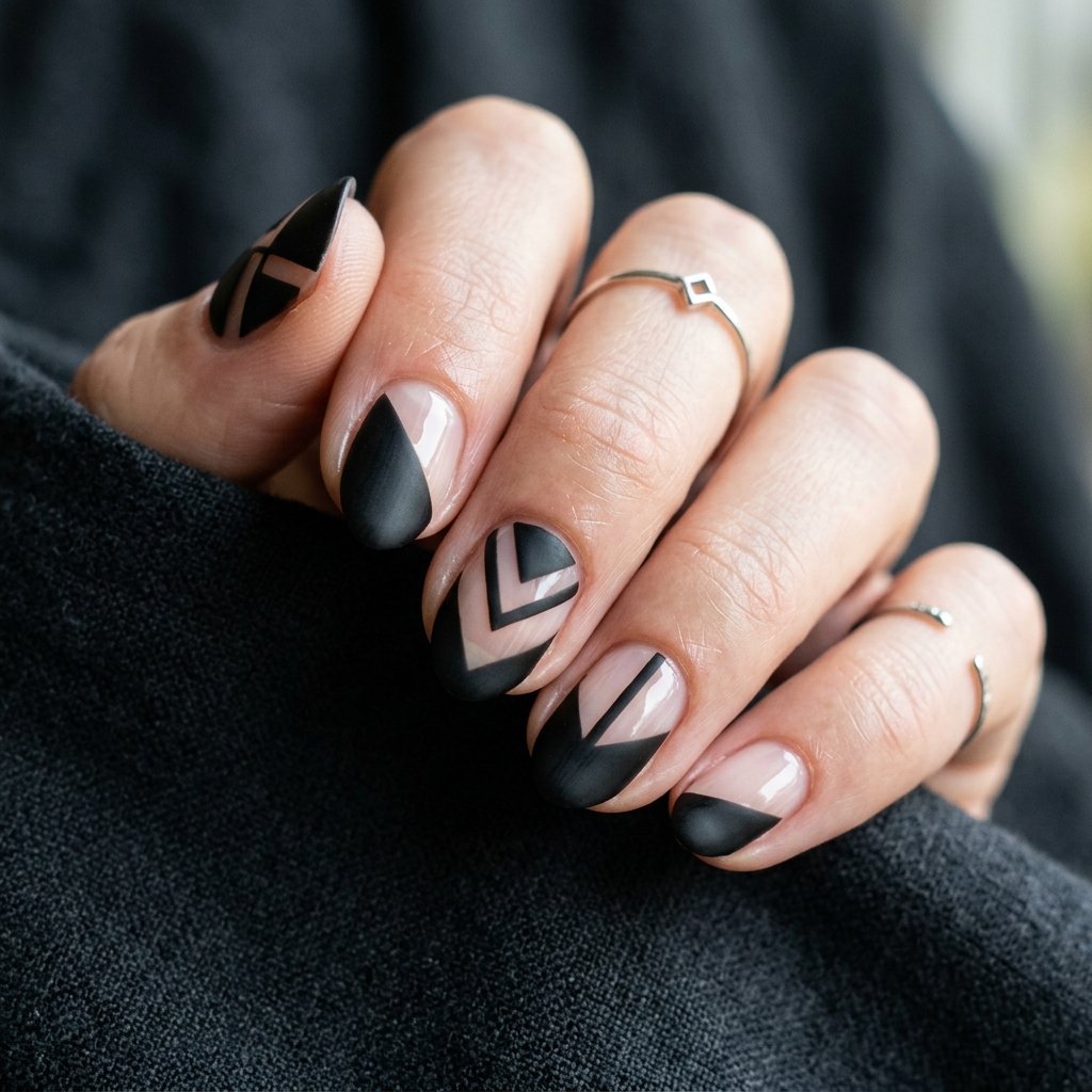 Negative Space Nails Black Ideas