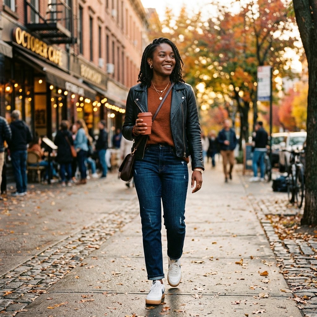 Fall Outfits Black Women Leather Jacket Ideas