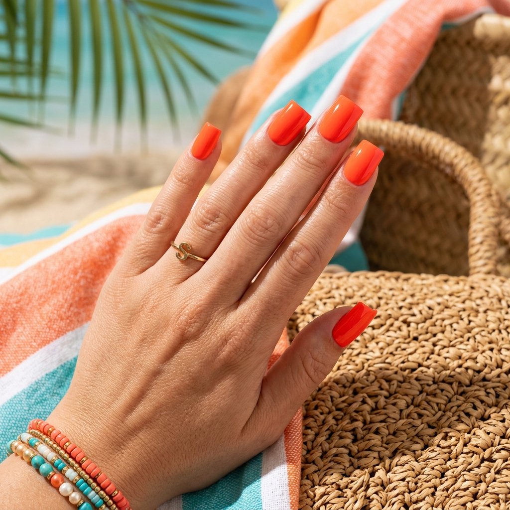 Nails Square Bold and Bright Color Ideas