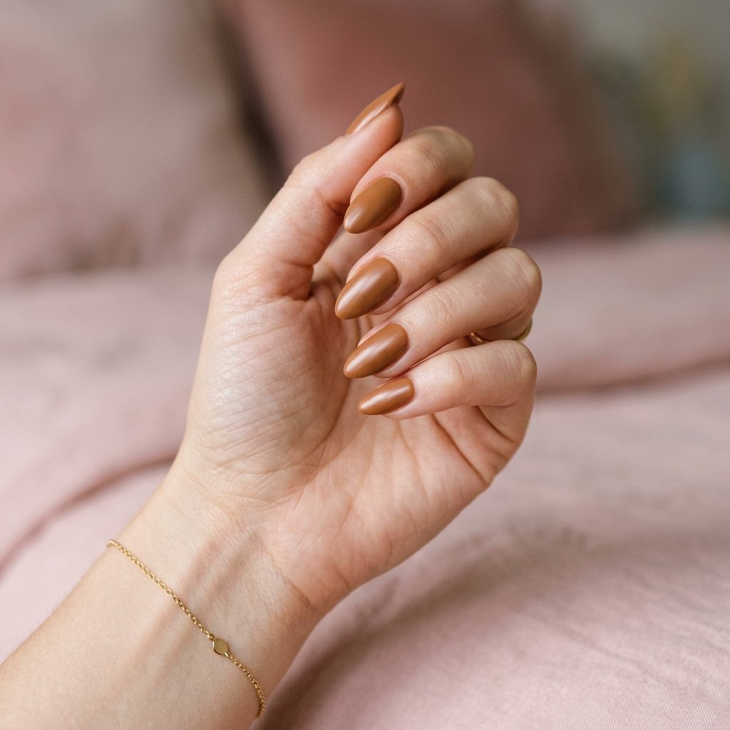 Brown Almond Nails Idea