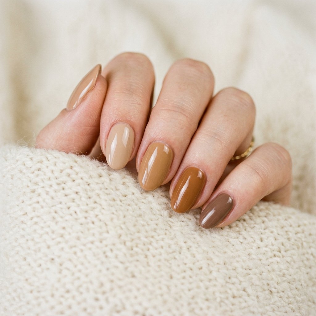 Brown and Beige Nails Idea