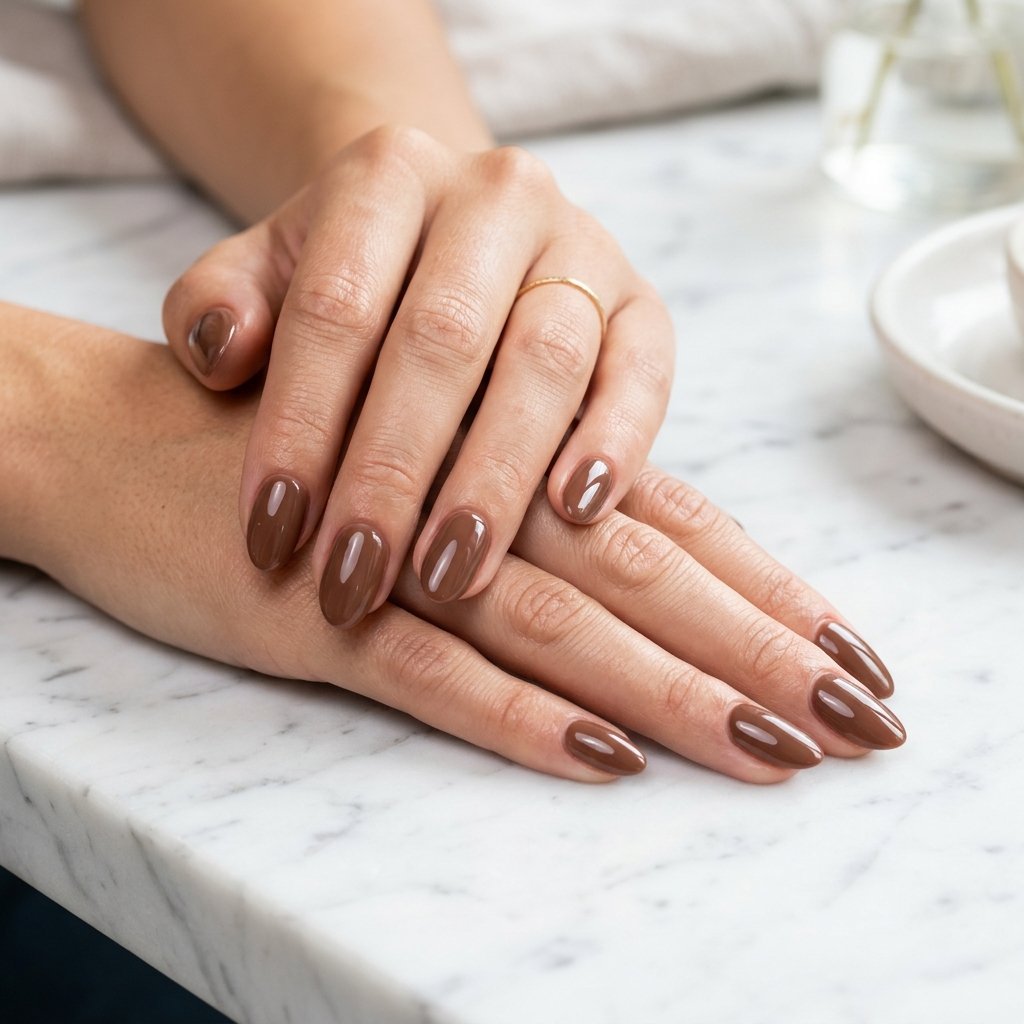 Brown Gel Nails Idea