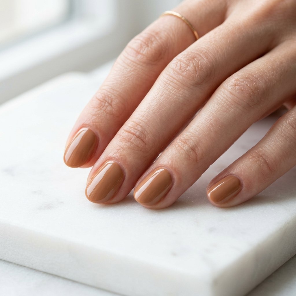 Brown Minimalist Nails Idea