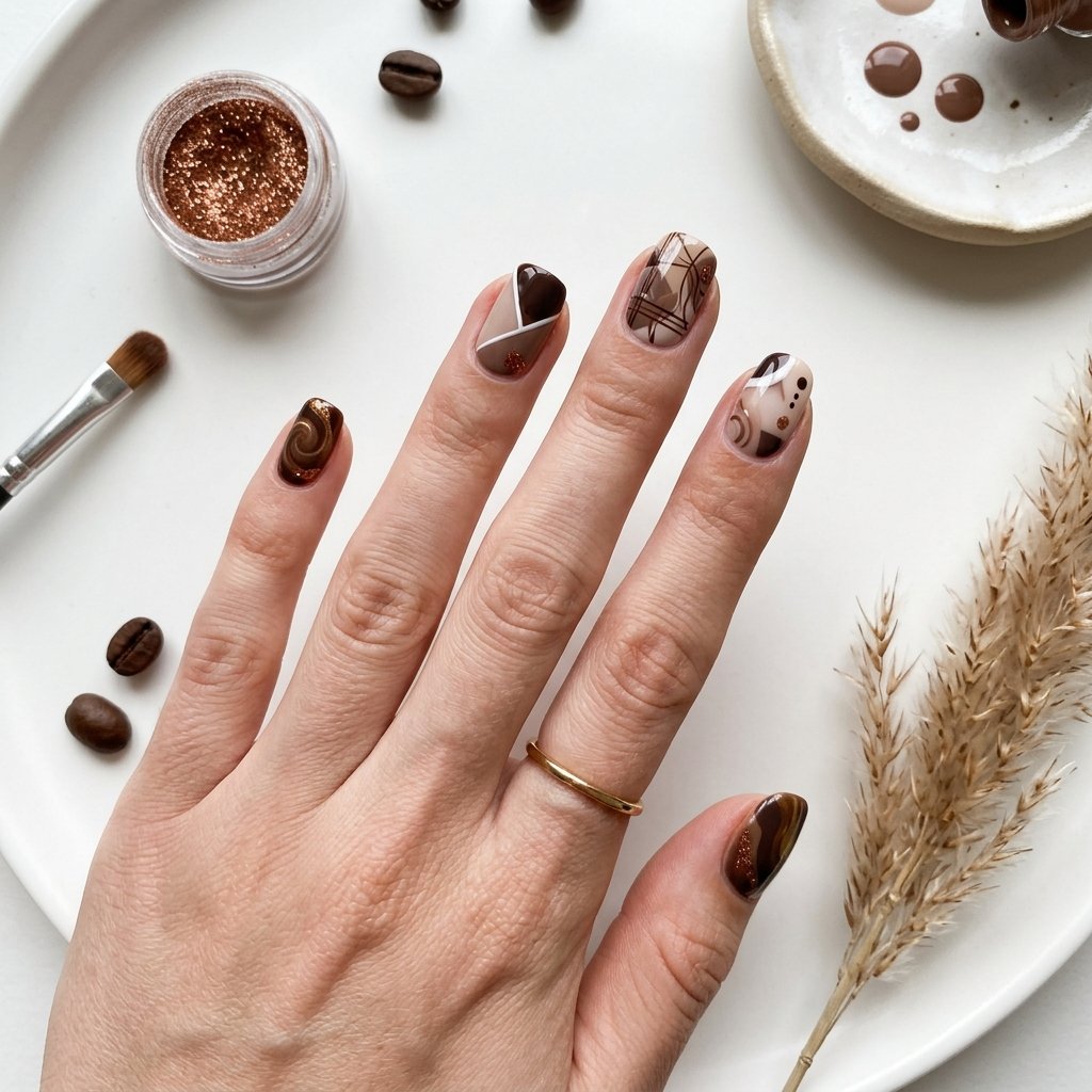 Brown Nail Art Design Idea