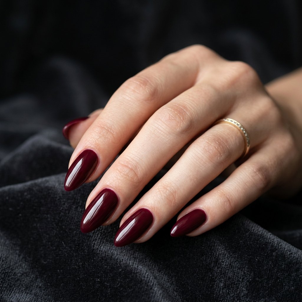 Deep Burgundy Fall Nails Almond Ideas