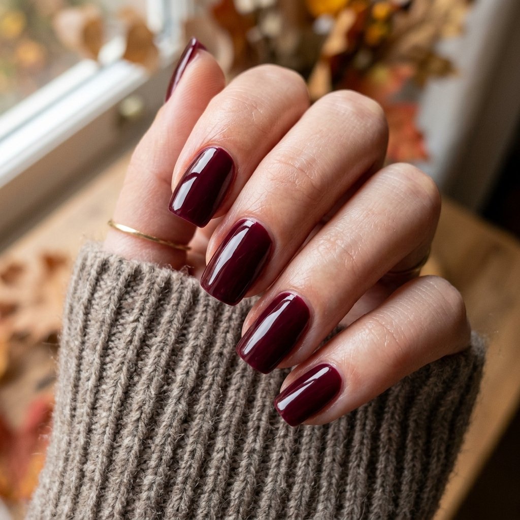 Burgundy Fall Nails Simple Ideas